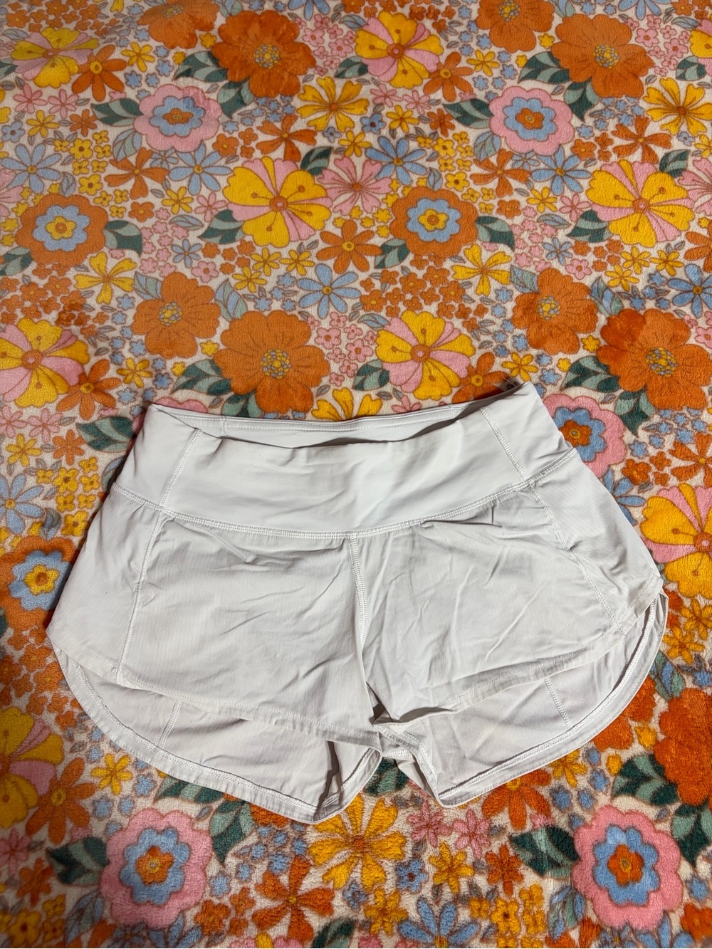 Lululemon women’s white micro running shorts